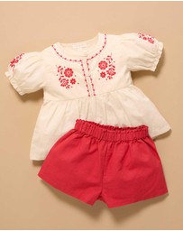 Purebaby - Embroidered Set -Kids-Babies