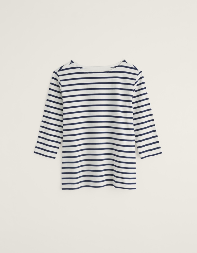 Seasalt - Seasalt Cornwall Neutrals Sailor 3/4 Sleeve Top Jersey