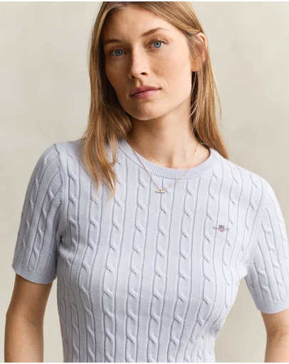 Gant - Stretch Cotton Cable Short Sleeve Knit
