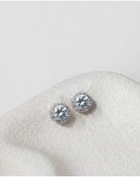 The White Collection - Natalie - Brilliant Round Halo Studs