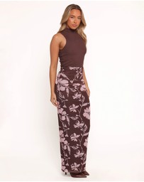 Petal & Pup - Navida Mesh Midi Skirt - Pink Brown Floral