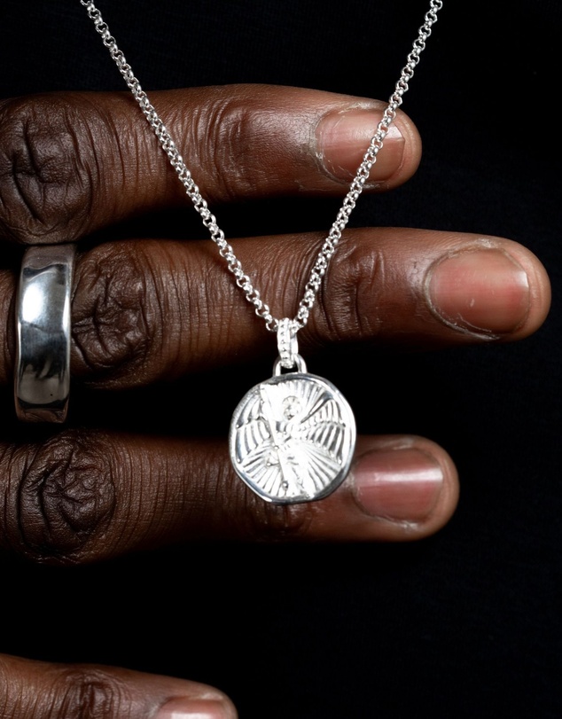 Dower & Hall - Men's St. Michael Talisman Necklace In Sterling Silver
