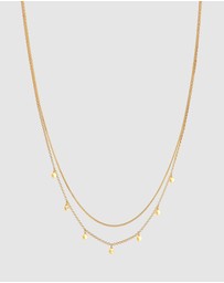 Elli Jewelry - Necklace Layer Disc Plate Hammered in 925 Sterling Silver Gold Plated