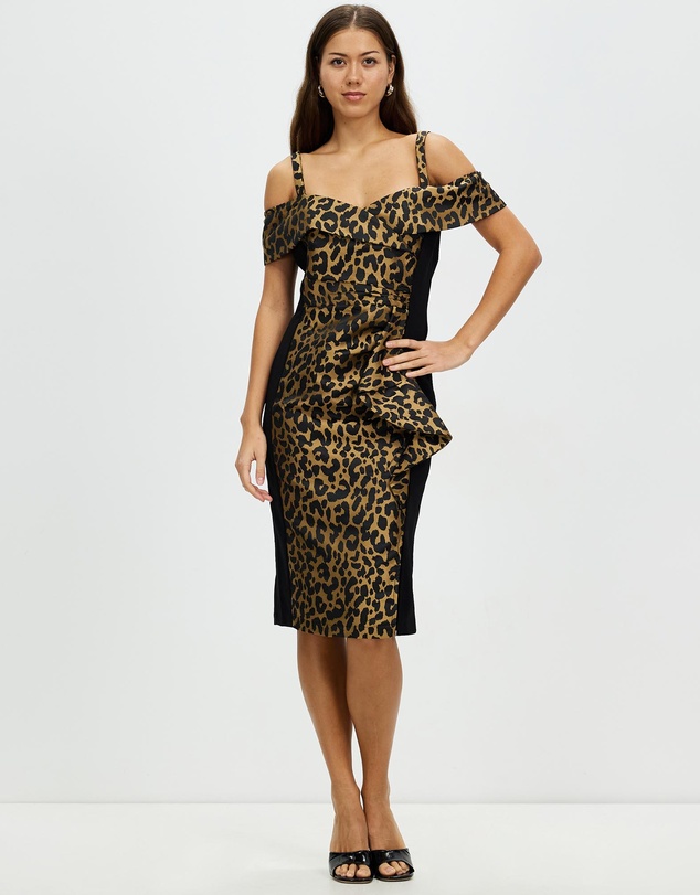 Pink Ruby - Leopard Love Off Shoulder Dress