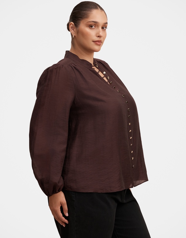Forever New Curve - Amelia Curve Printed Button Down Blouse