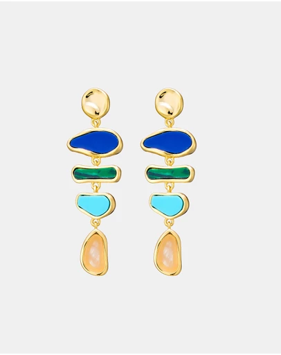 Zoe Olivia - 14K Gold Vermeil Prism Multistone Drop Earring