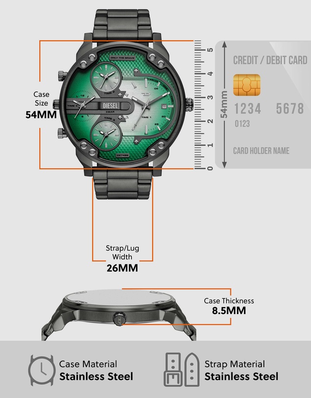 Diesel - Mr. Daddy Slim Gunmetal Analogue Watch