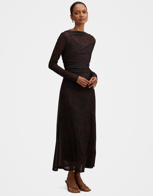 Forever New Petite - Georgia Petite Long Sleeves Mesh Midi Dress
