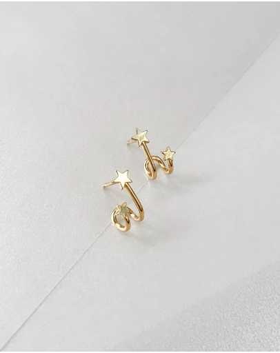 Wanderlust + Co - In The Stars Gold Huggie Earrings