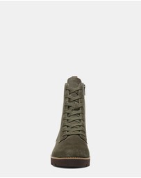 Vionic - Lani Lace-Up Boot - Olive Suede