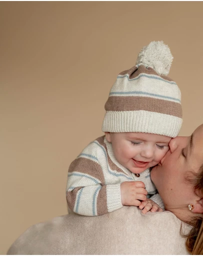 Bebe by Minihaha - Alvin Organic Stripe Knitted Beanie - Babies-Kids