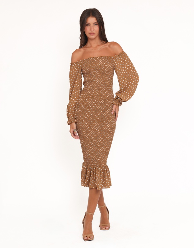 Petal & Pup - Sara Midi Dress - Brown Floral