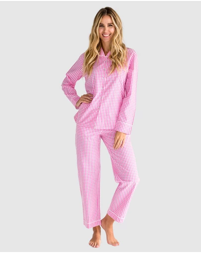 Sant And Abel - Women's Hepburn Gingham Pink Long PJ Set