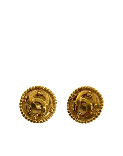 Pre-Loved by Azura Reborn - Pre-Loved CC Gold Plated Button Clip On Earrings