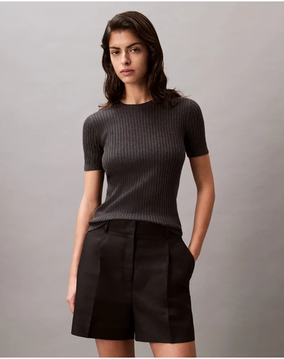Calvin Klein - Structured Linen Tailored Shorts