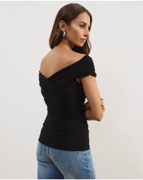 Atmos&Here - Ophelia Cross Off Shoulder Mesh Top