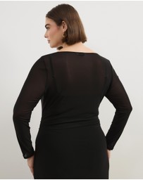 Atmos&Here Curvy - Dani Long Sleeve Mesh Midi Dress