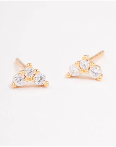 Lovisa - Gold Plated Sterling Silver Cubic Zirconia Classic Trio Earrings