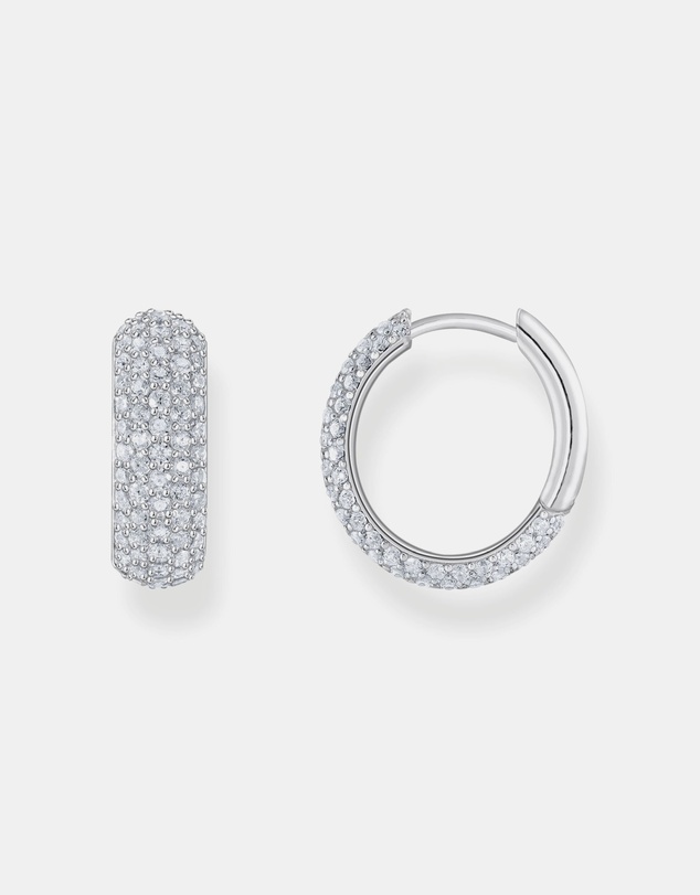 THOMAS SABO - Small, wide hoop earrings with white zirconia