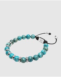 Nialaya Jewellery - Men's Sterling Silver Beaded Bracelet with Turquoise