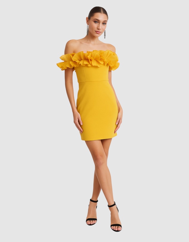 Romance by Honey and Beau - Trevia Frill Neckline Mini Dress