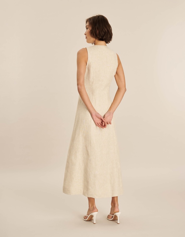 AERE - Violet Linen Button Down Midi Dress