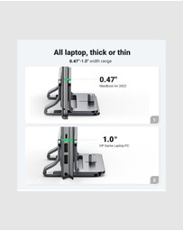 Ugreen - UGREEN Vertical Laptop Stand for Desk Adjustable Aluminum Holder for Laptops up to 17.3