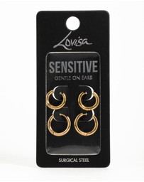 Lovisa - Gold Plated Surgical Steel Thick Hoop Earrings 2-Pack