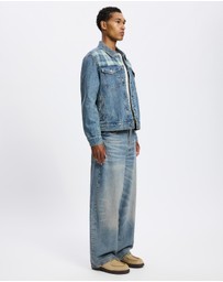 Scotch & Soda - Denim Trucker Jacket With Contrast Check Panelling