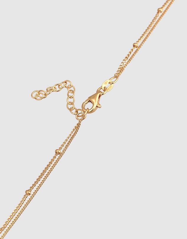 Elli Jewelry - Zirconia Cross Layer Necklace in Gold-Plated 925 Silver