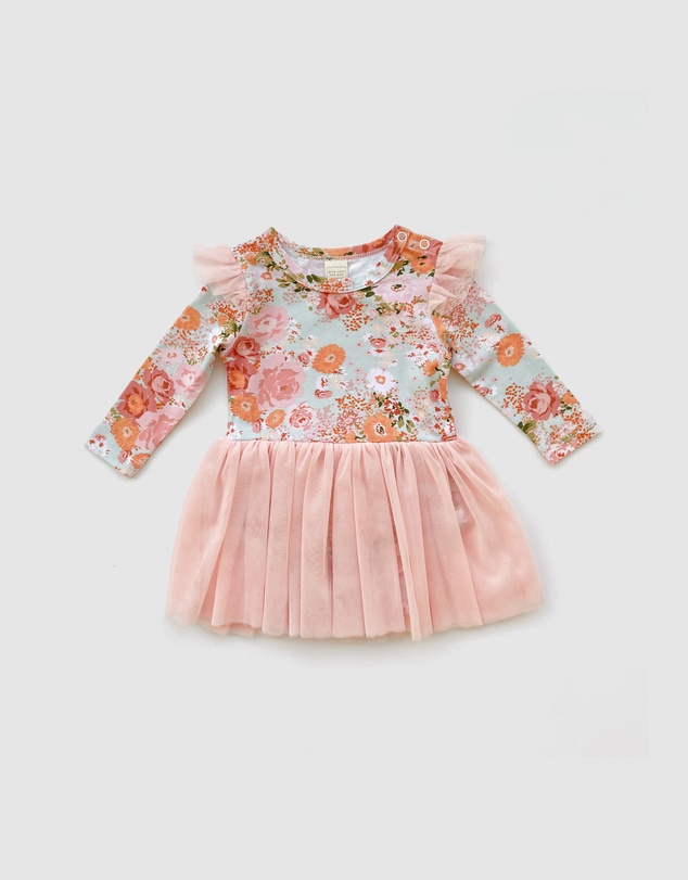 WITH LOVE FOR KIDS - Tulle Flutter Long Sleeve Tutu Onesie - Babies