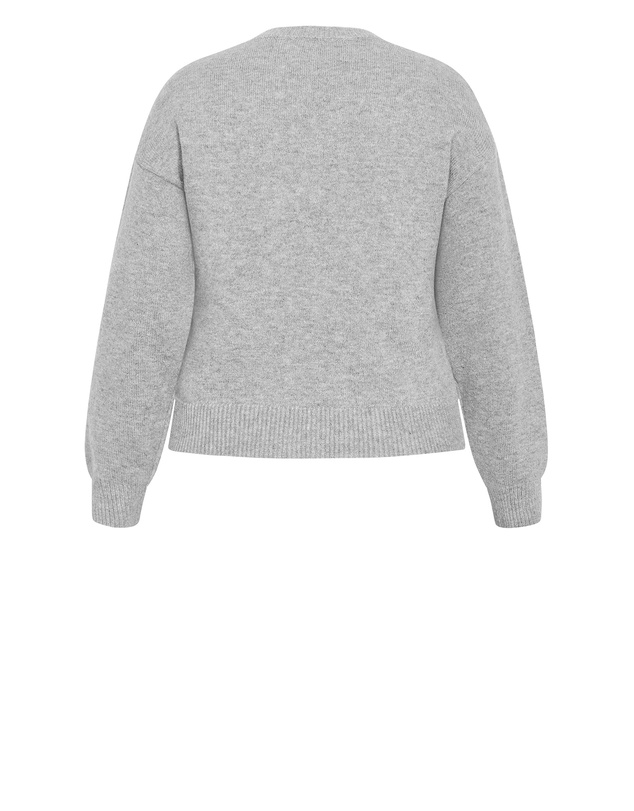 City Chic - Plus size Soho Crew Knit Jumper - grey marle