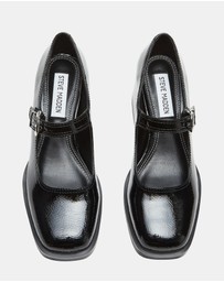 Steve Madden - Lisbon Black Crinkle Patent Mary Jane Loafers