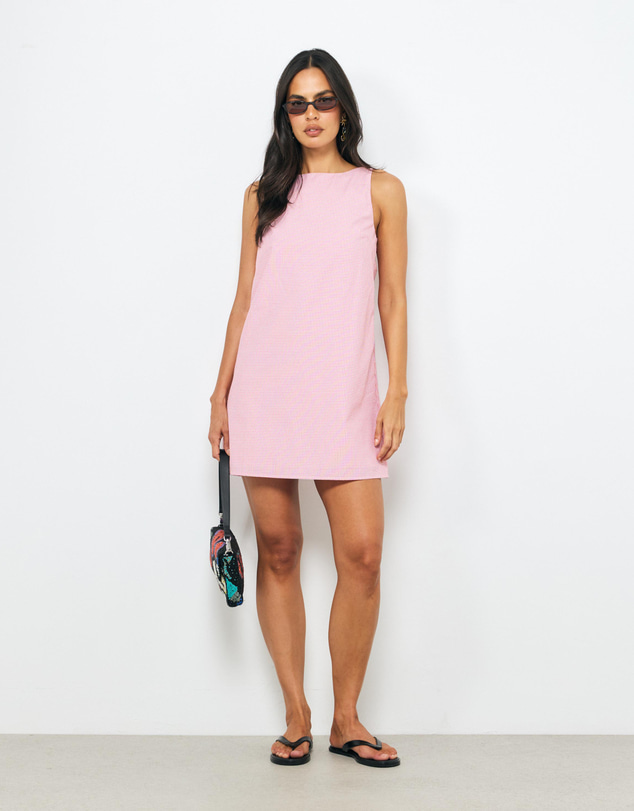 AERE - Check Tie Back Mini Dress