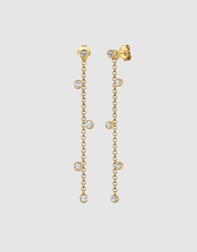 Elli Jewelry - 2-in-1 Convertible Crystal Drop Earrings in Gold-Plated 925 Silver