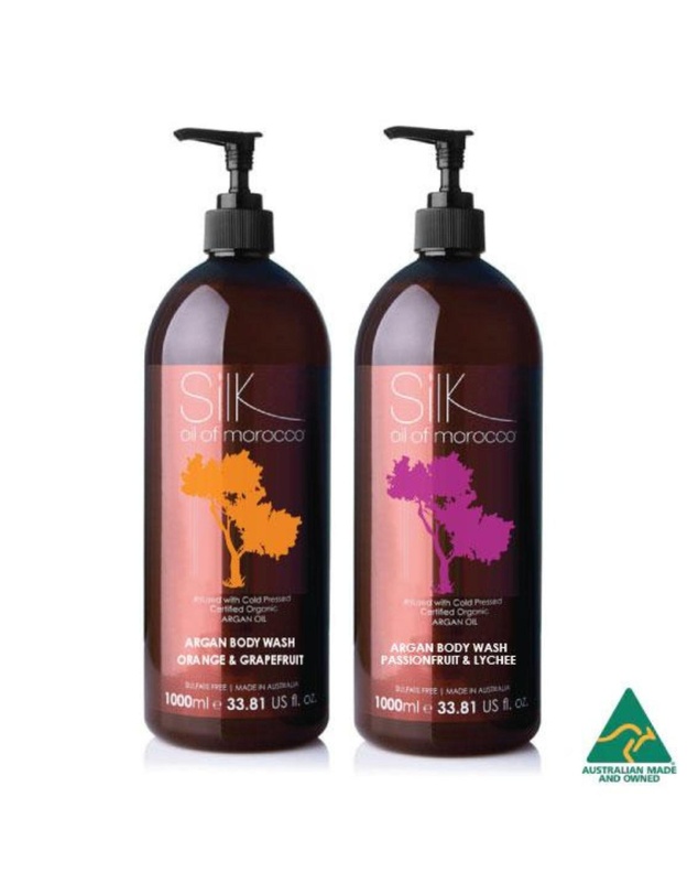 Silk Oil of Morocco - 1 Litre Duo - Orange & Grapefruit +  Passionfruit & Lychee