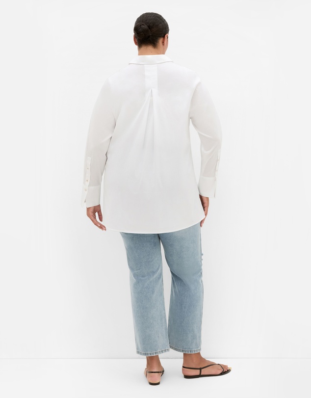 City Chic - Plus size Elevated Long Sleeve Stretch Shirt - white