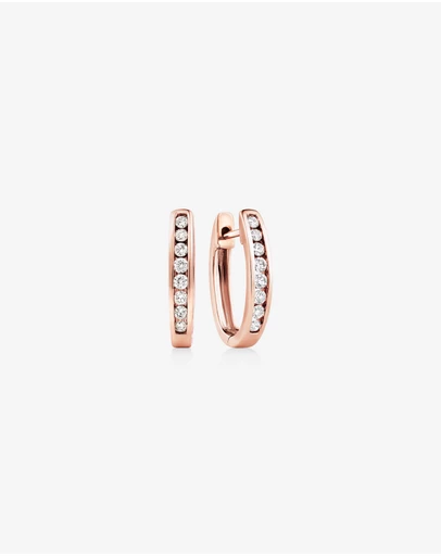 Michael Hill - Huggie Earrings with 0.25 Carat TW of Diamonds in 10kt Rose Gold