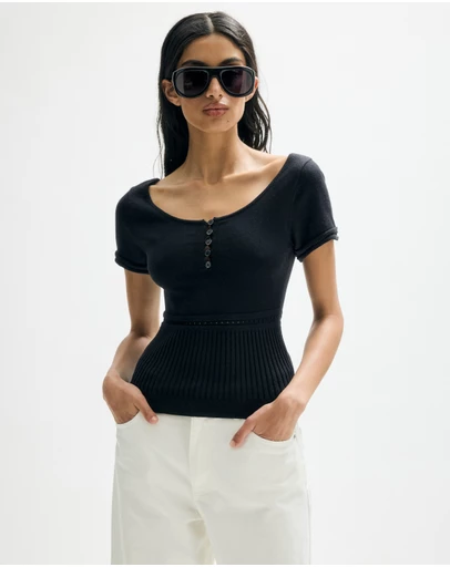 Minima Esenciales - Alouette Pointelle Knit Top