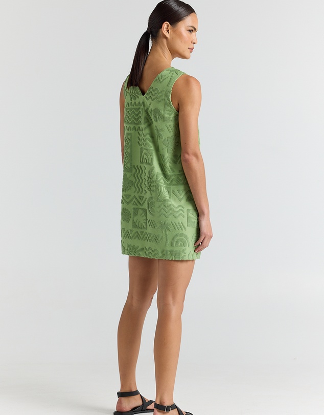 Poolside Paradiso - Mai Tai V Tunic Towelling Dress - Palm