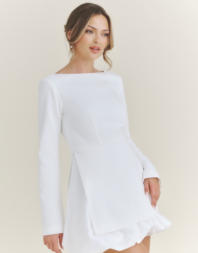 Six Stories - Isla Split Sleeve Bubble Hem Mini Dress