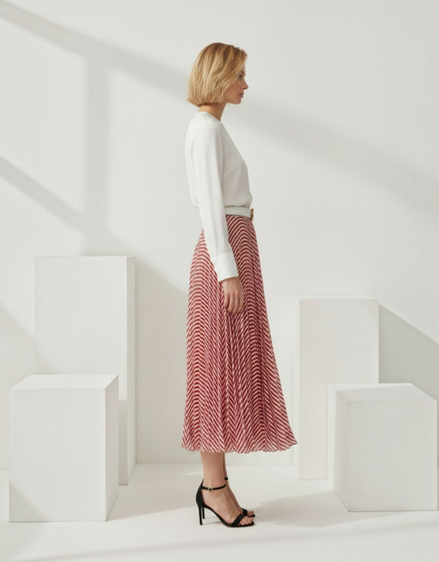 Mossée - Lucy Summer Stripe Pleated Skirt
