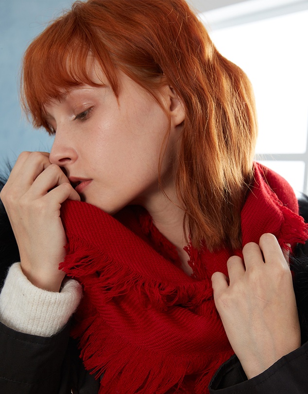 Ozwear Connection Uggs - Ugg Fringed Check Wool Scarf Tomato