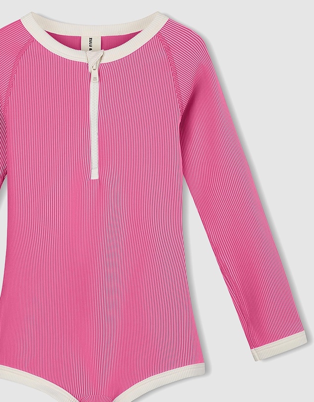 Zulu & Zephyr Mini - Mini Stripe Rib Rashie Onesie - Kids