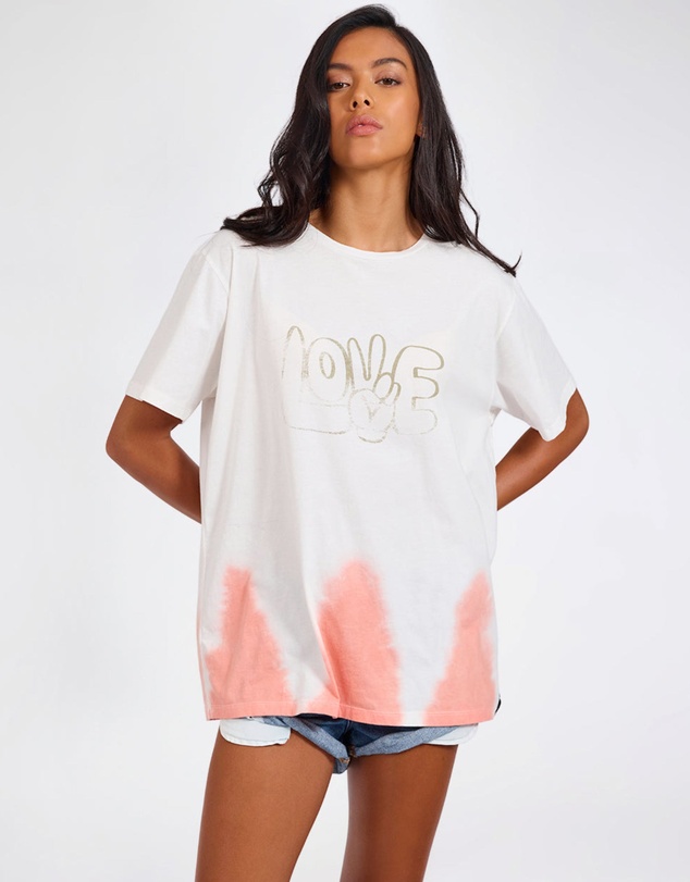 ONE TEASPOON - Love Dip Dye Boyfriend Tee - White
