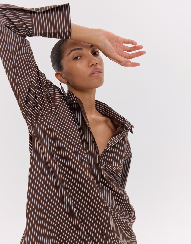 Cloth & Co. - The Dropped Yoke Shirt | Brazil Nut & White
