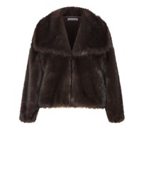City Chic - Plus size Faith Faux Fur Jacket - espresso