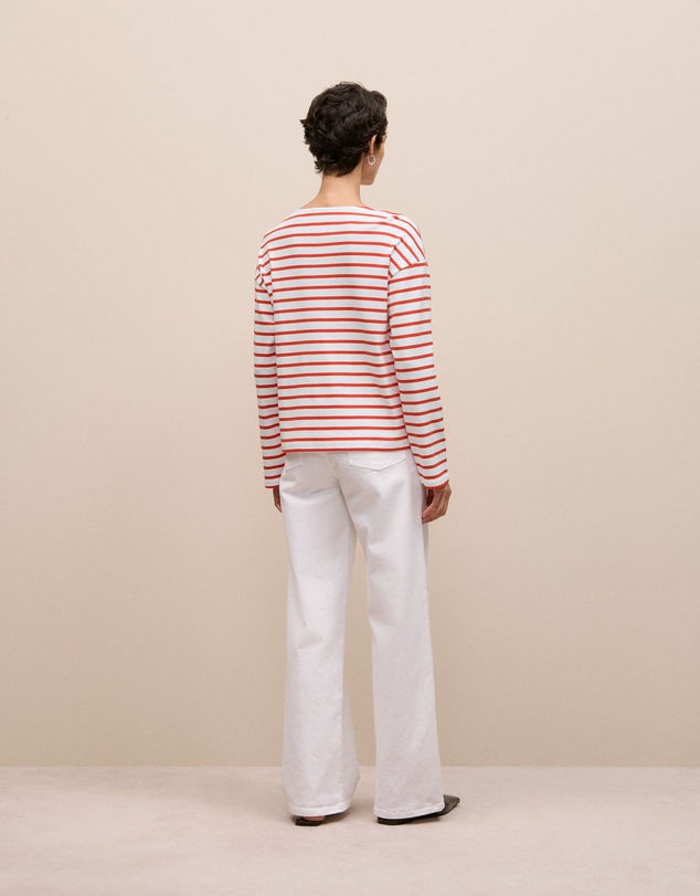 Trenery - Australian Cotton Breton Stripe T-shirt in Spice Red