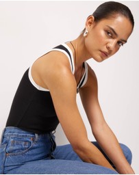 AERE - Billie Contrast Bind Scoop Tank