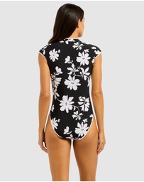 Seafolly - Mayflower Cap Sleeve Zip Front One Piece Swimsuit